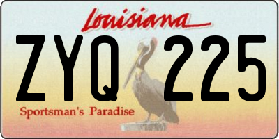 LA license plate ZYQ225