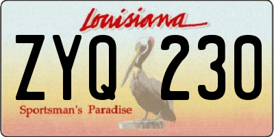 LA license plate ZYQ230