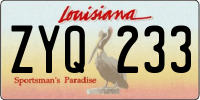 LA license plate ZYQ233