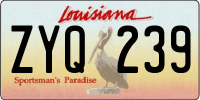LA license plate ZYQ239