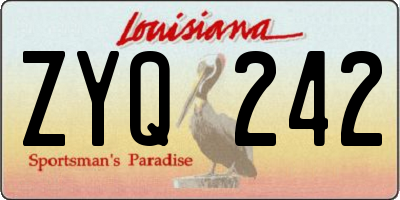 LA license plate ZYQ242