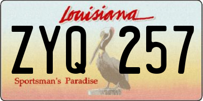 LA license plate ZYQ257