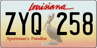 LA license plate ZYQ258