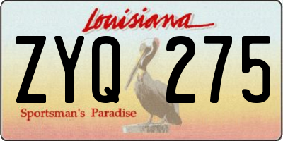 LA license plate ZYQ275