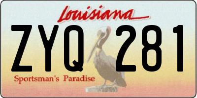 LA license plate ZYQ281