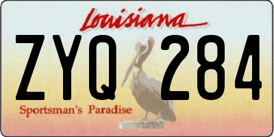 LA license plate ZYQ284
