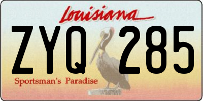 LA license plate ZYQ285