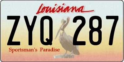 LA license plate ZYQ287