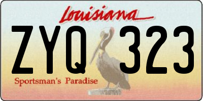 LA license plate ZYQ323