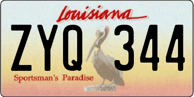 LA license plate ZYQ344