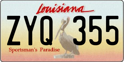 LA license plate ZYQ355
