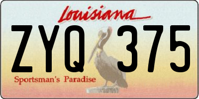 LA license plate ZYQ375