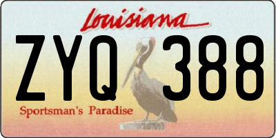 LA license plate ZYQ388