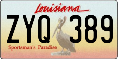 LA license plate ZYQ389