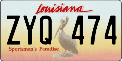 LA license plate ZYQ474