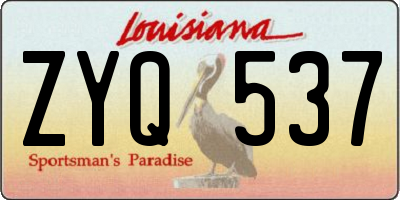 LA license plate ZYQ537