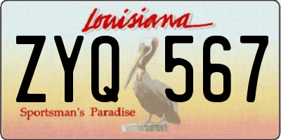 LA license plate ZYQ567