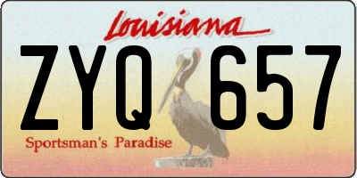 LA license plate ZYQ657