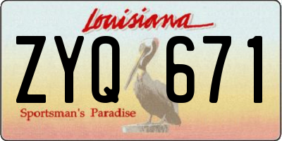 LA license plate ZYQ671