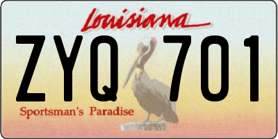 LA license plate ZYQ701
