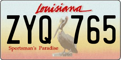 LA license plate ZYQ765