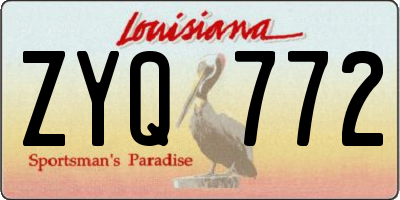 LA license plate ZYQ772