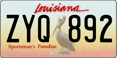 LA license plate ZYQ892