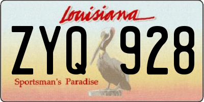 LA license plate ZYQ928