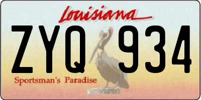 LA license plate ZYQ934