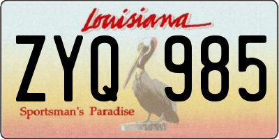LA license plate ZYQ985