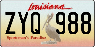 LA license plate ZYQ988