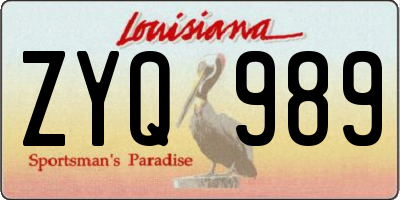 LA license plate ZYQ989