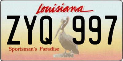 LA license plate ZYQ997