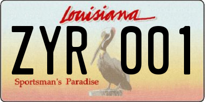 LA license plate ZYR001