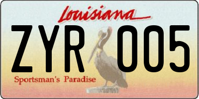 LA license plate ZYR005