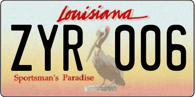 LA license plate ZYR006