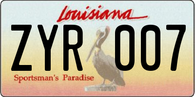 LA license plate ZYR007