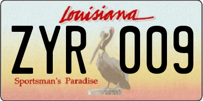 LA license plate ZYR009