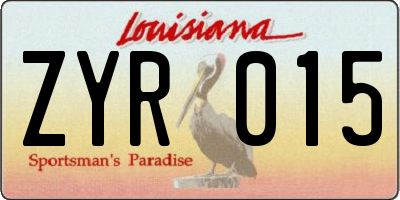 LA license plate ZYR015