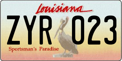 LA license plate ZYR023