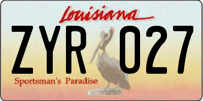 LA license plate ZYR027