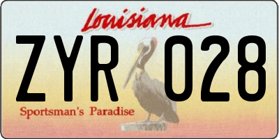 LA license plate ZYR028