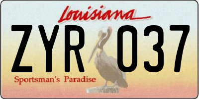 LA license plate ZYR037
