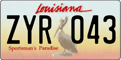 LA license plate ZYR043