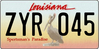 LA license plate ZYR045