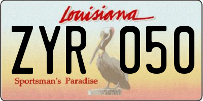 LA license plate ZYR050