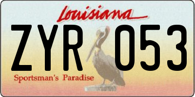 LA license plate ZYR053