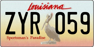 LA license plate ZYR059