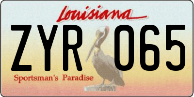 LA license plate ZYR065