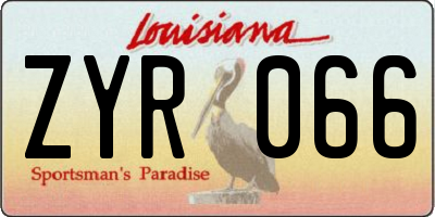 LA license plate ZYR066